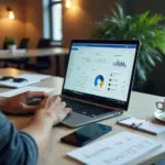 Рабочее место цифрового маркетолога с открытой рекламной платформой ВКонтакте